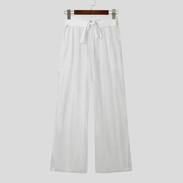 AIDASE  -  American Style Trousers Men's Fashion See-through Striped Long Pant Sexy Casual Hot Sale Thin Drawstring Pantalons S-5XL aidase-shop